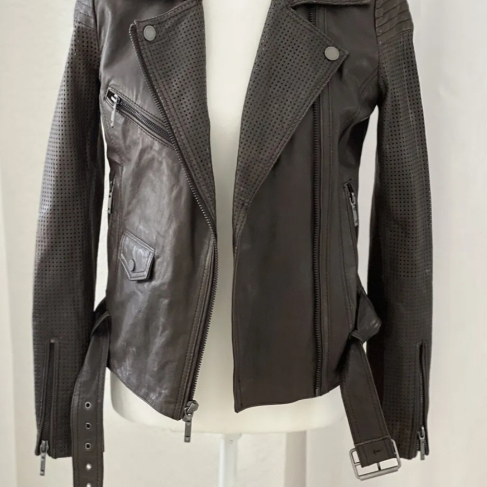 BCBGMAXAZRIA Iris Ladies Leather Biker Jacket